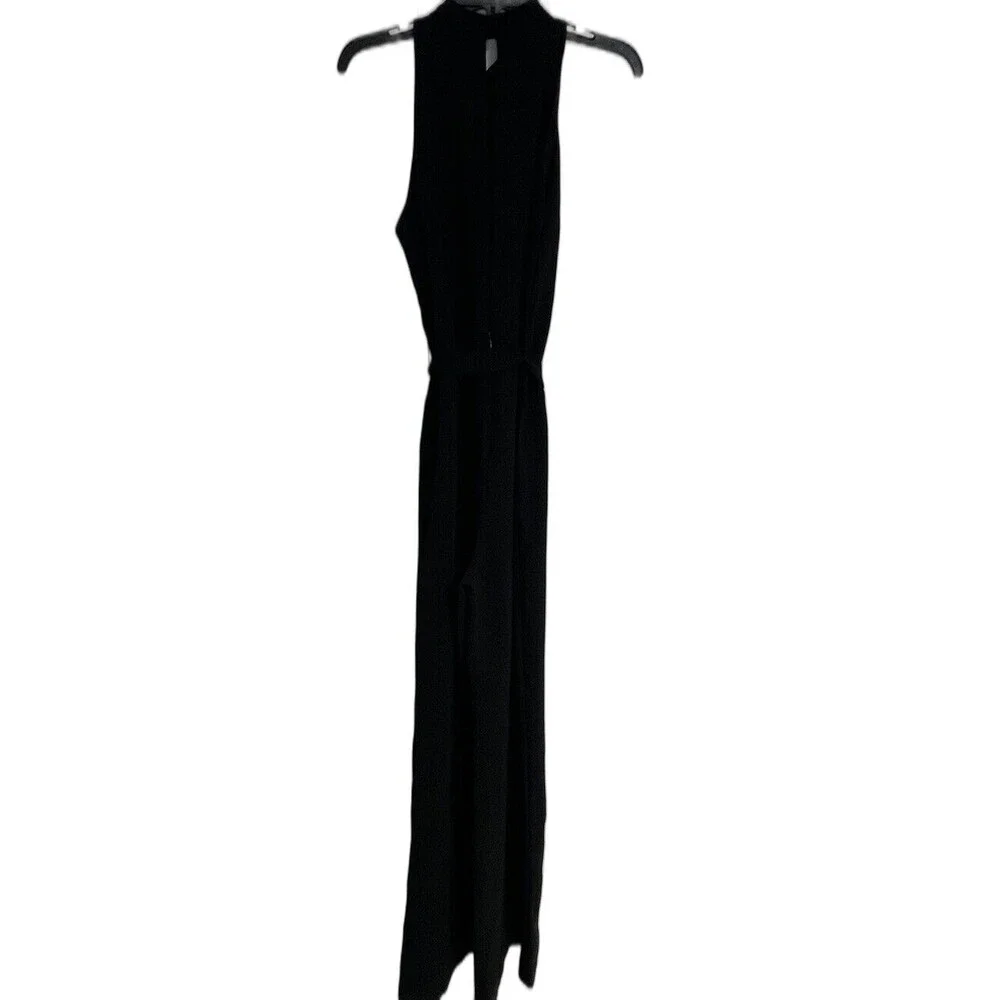 ZARA Basic Women's Sleeveless Wide Leg Jumpsuit Black Size Medium High Neck - Picture 2 of 5